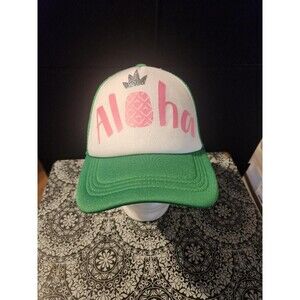 Hawaii Aloha Trucker Snapback Green & White Princess Hat
